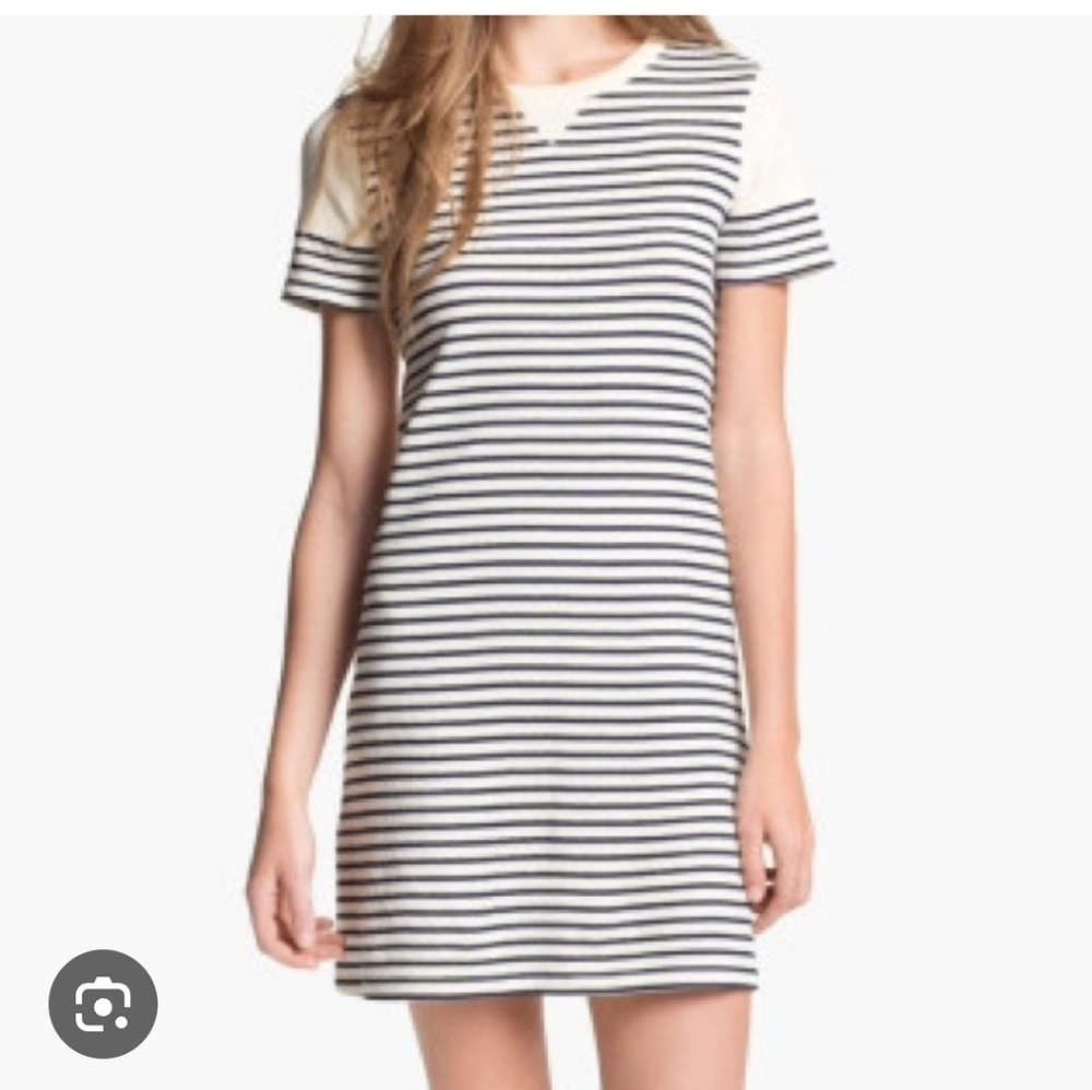 Theory  Deju Black and White Striped Teeshirt Dress Size S